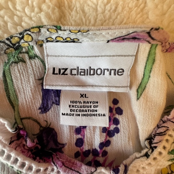 Liz Claiborne Purple Pink Ruched Blouse with Peter Pan Collar - Picture 2 of 3